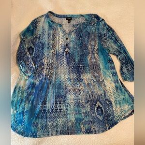 Women's Blue Patterned Blouse